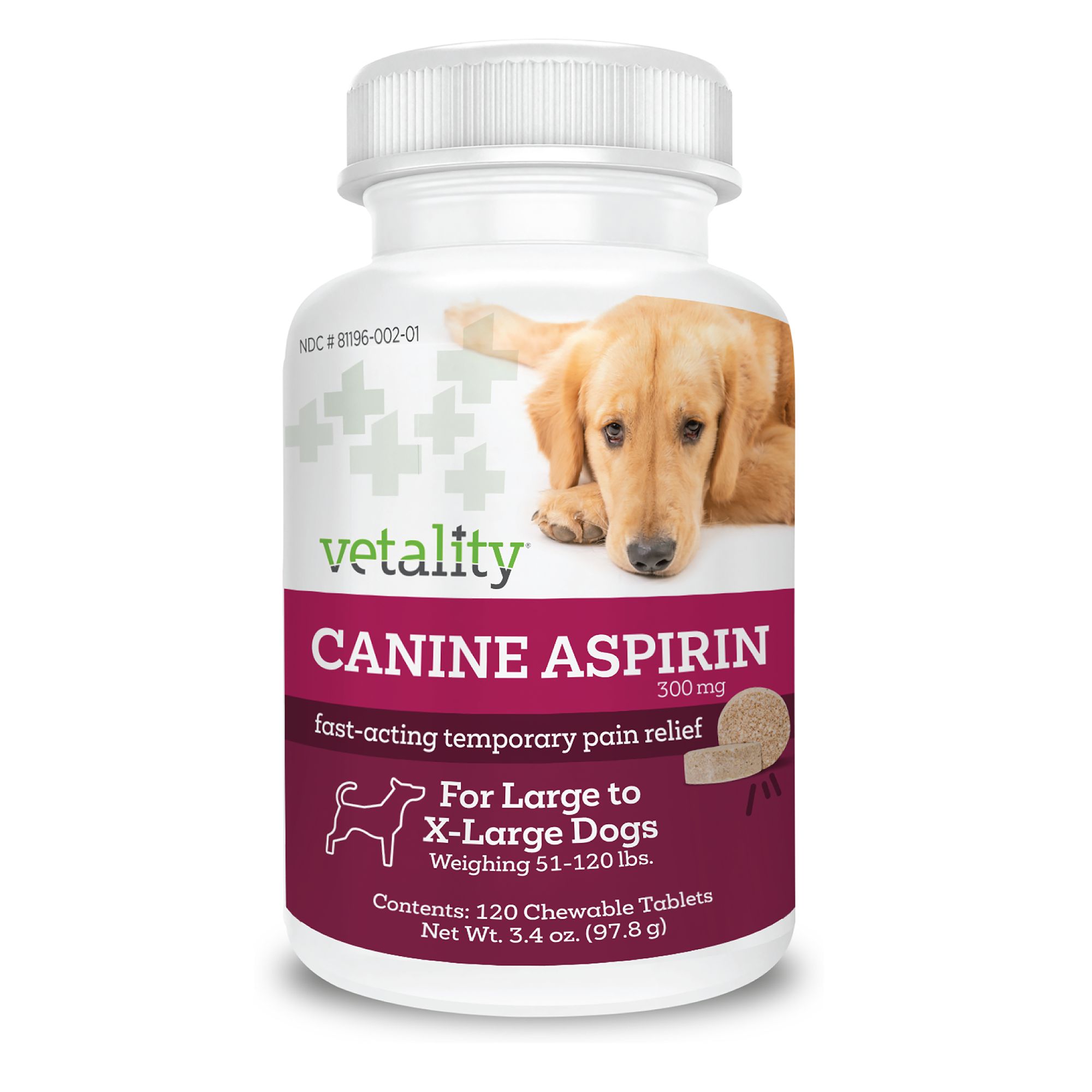 Vetality Canine Aspirin For Dogs Pain Relief Chewable Tablets Dog Treatments Petsmart