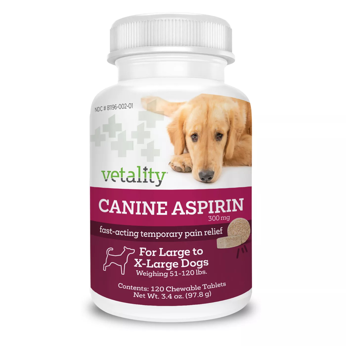 Vetality Canine Aspirin for Dogs Pain Relief Chewable Tablets
