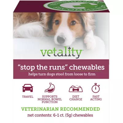 Product Vetality "Stop The Runs" 5g Chewables for Dogs - Probiotic & Degestive Supplement - 6 Count