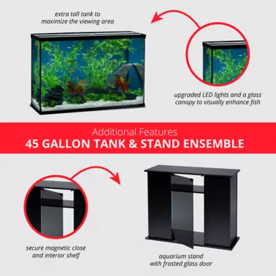 Marineland Simple Modern LED Aquarium Stand Ensemble 45 Gallon