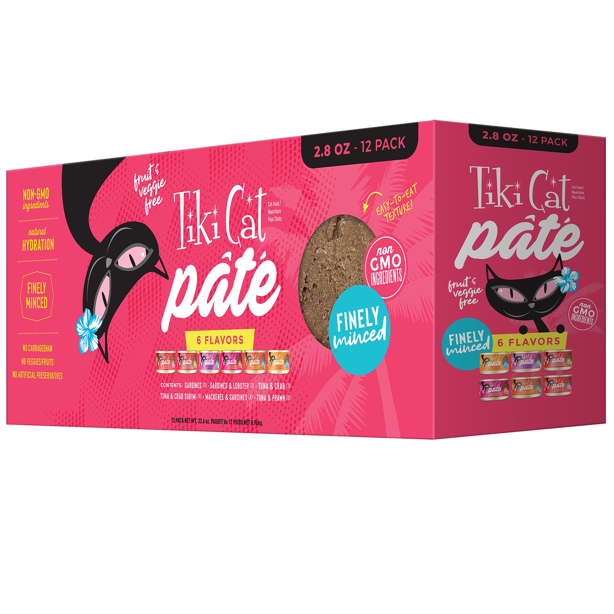 Tiki Cat® Pate Cat Food Non-GMO, Natural, Fruit & Veggie Free - Variety Pack, 12 CT, 33.6 OZ