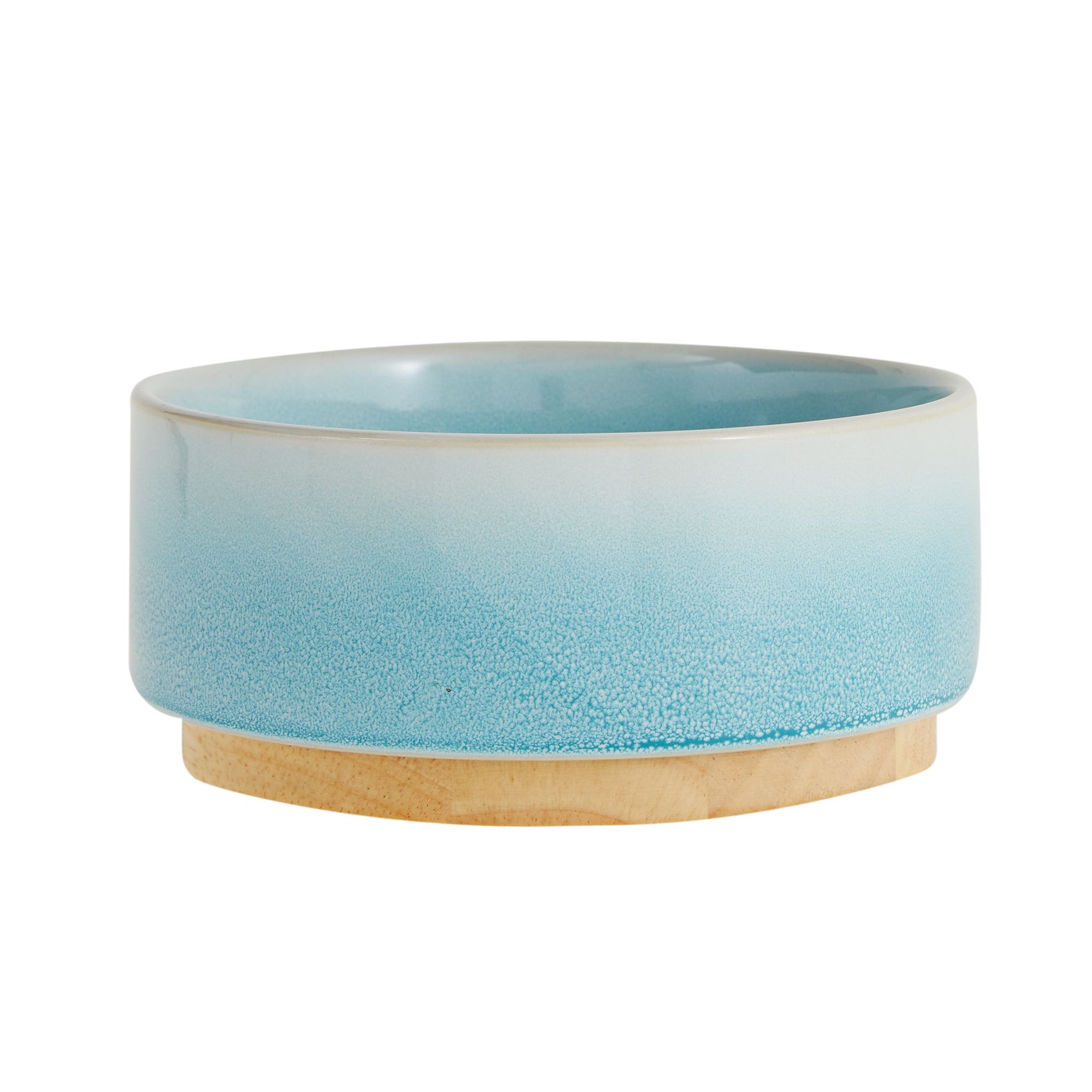 Top Paw® Blue Splatter Ceramic Dog Bowl with Wood Base dog Food