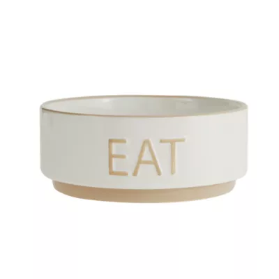 Product Top Paw® "Eat" White Embossed Ceramic Dog Bowl