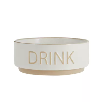 Product Top Paw® "Drink" White Embossed Ceramic Dog Bowl