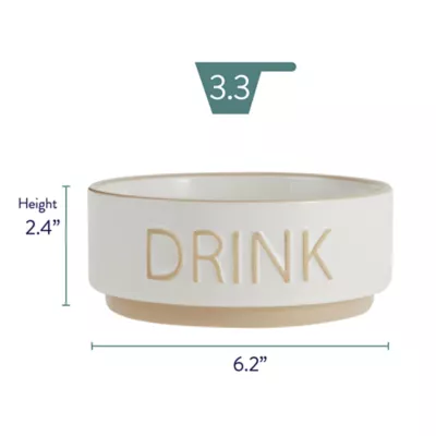 Product Top Paw® "Drink" White Embossed Ceramic Dog Bowl