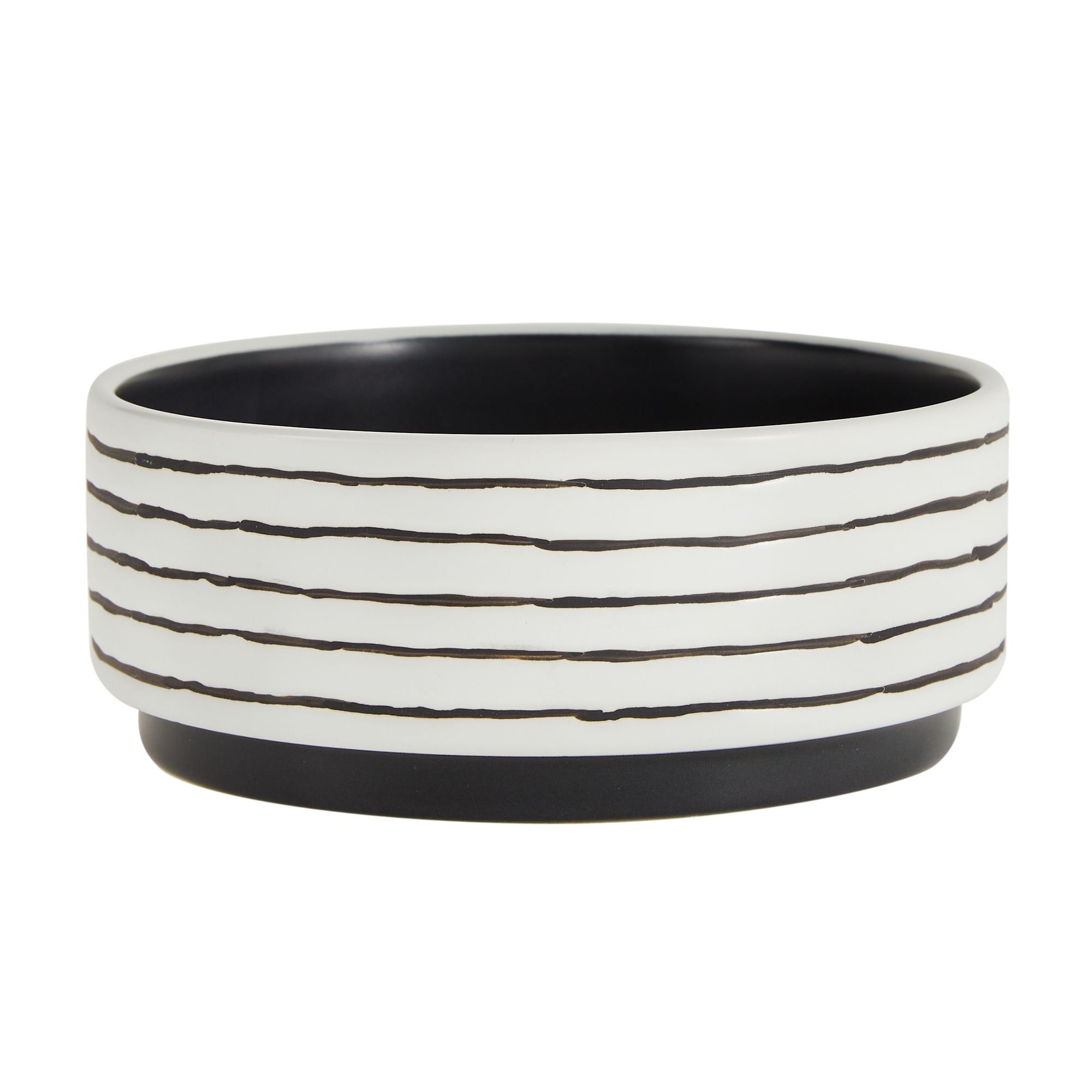 Top Paw® Black & White Horizontal Line Ceramic Dog Bowl dog Food & Water Bowls PetSmart