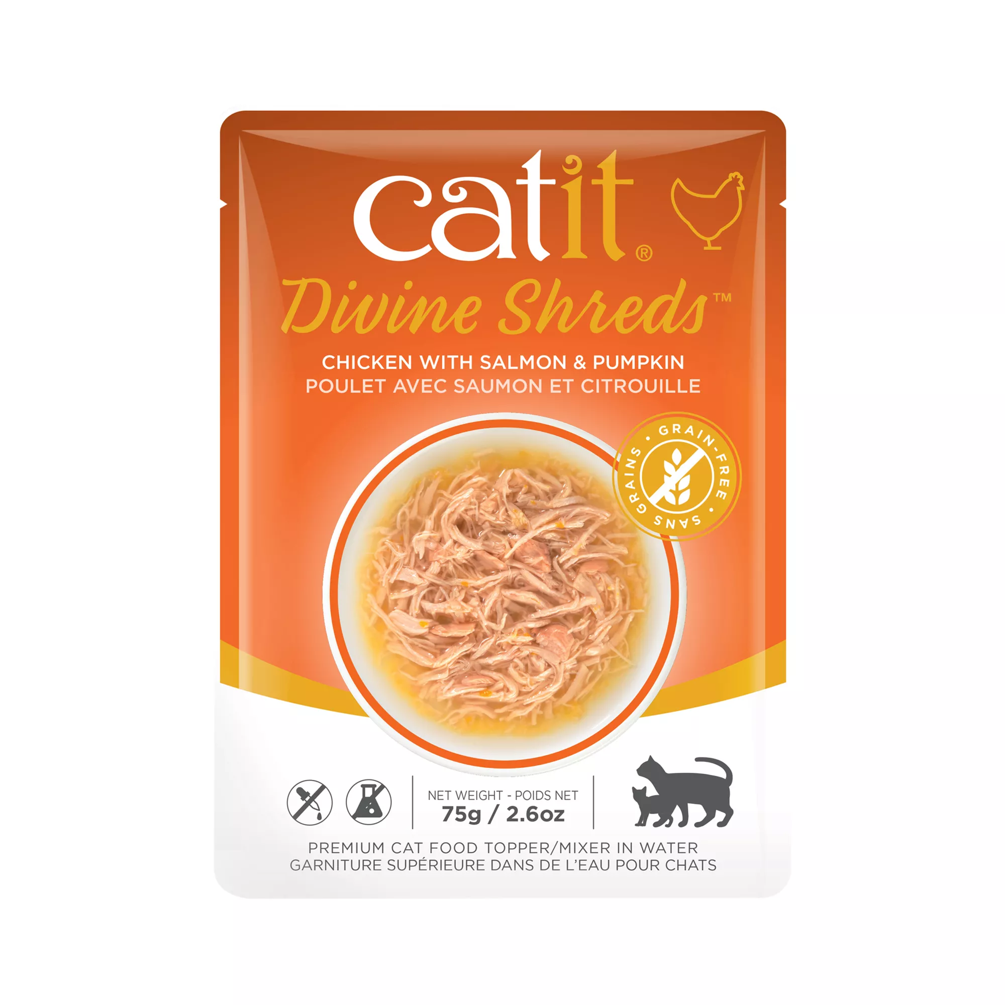 Catit Divine Shreds Cat Food Topper - Chicken with Salmon & Pumpkin