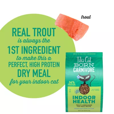 Product Tiki Cat® Born Carnivore® Indoor Health Dry Cat Food - High Protein, Non-GMO, Trout & Menhaden Fish