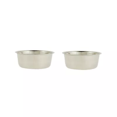 Product Top Paw® Tan Melamine & Stainless Steel Double Diner Dog Bowl, 3.75-cup