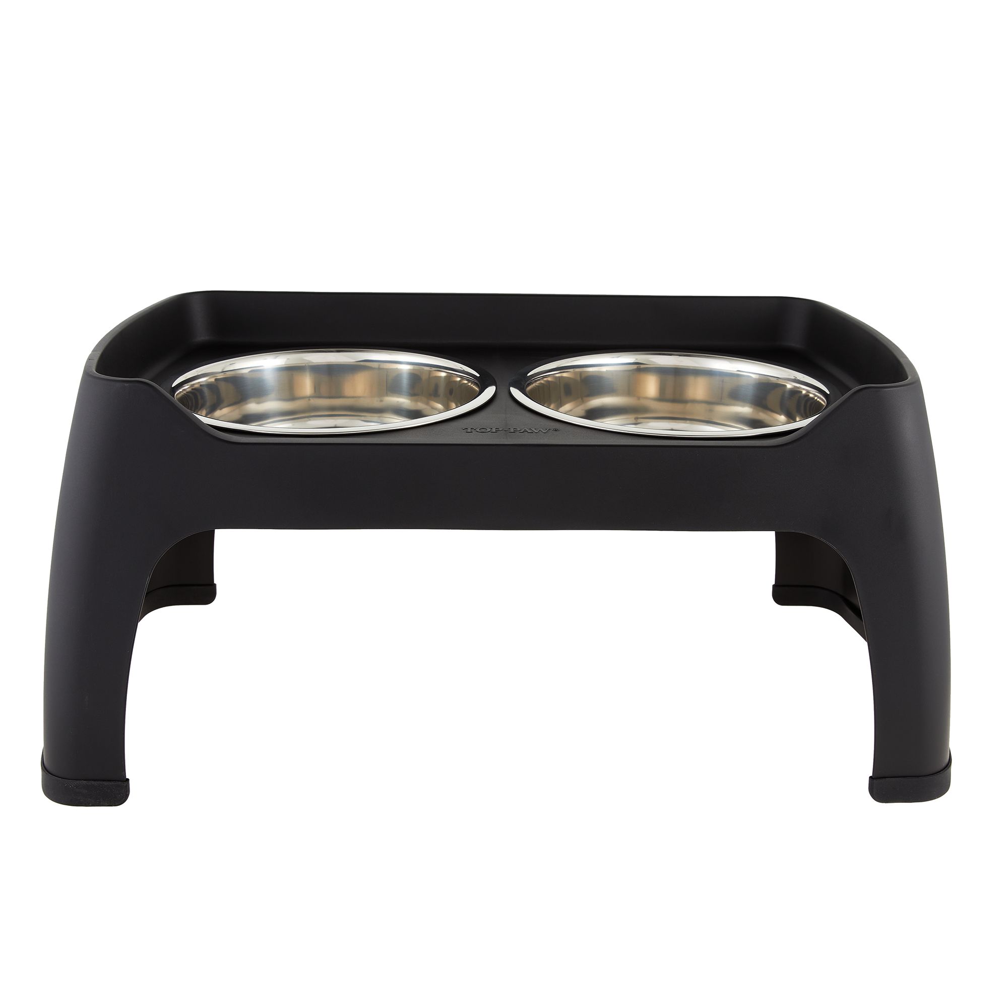 Frisco Marble Print Stainless Steel Double Elevated Dog Bowl, 3 Cups, Black Stand