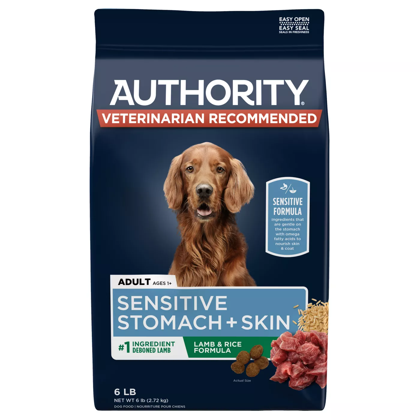 Authority Sensitive Stomach Skin Adult Dog Dry Food Lamb Rice