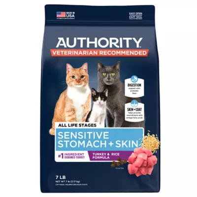 Product Authority® Sensitive Stomach & Skin Cat Dry Food - Turkey & Rice, With-Grain