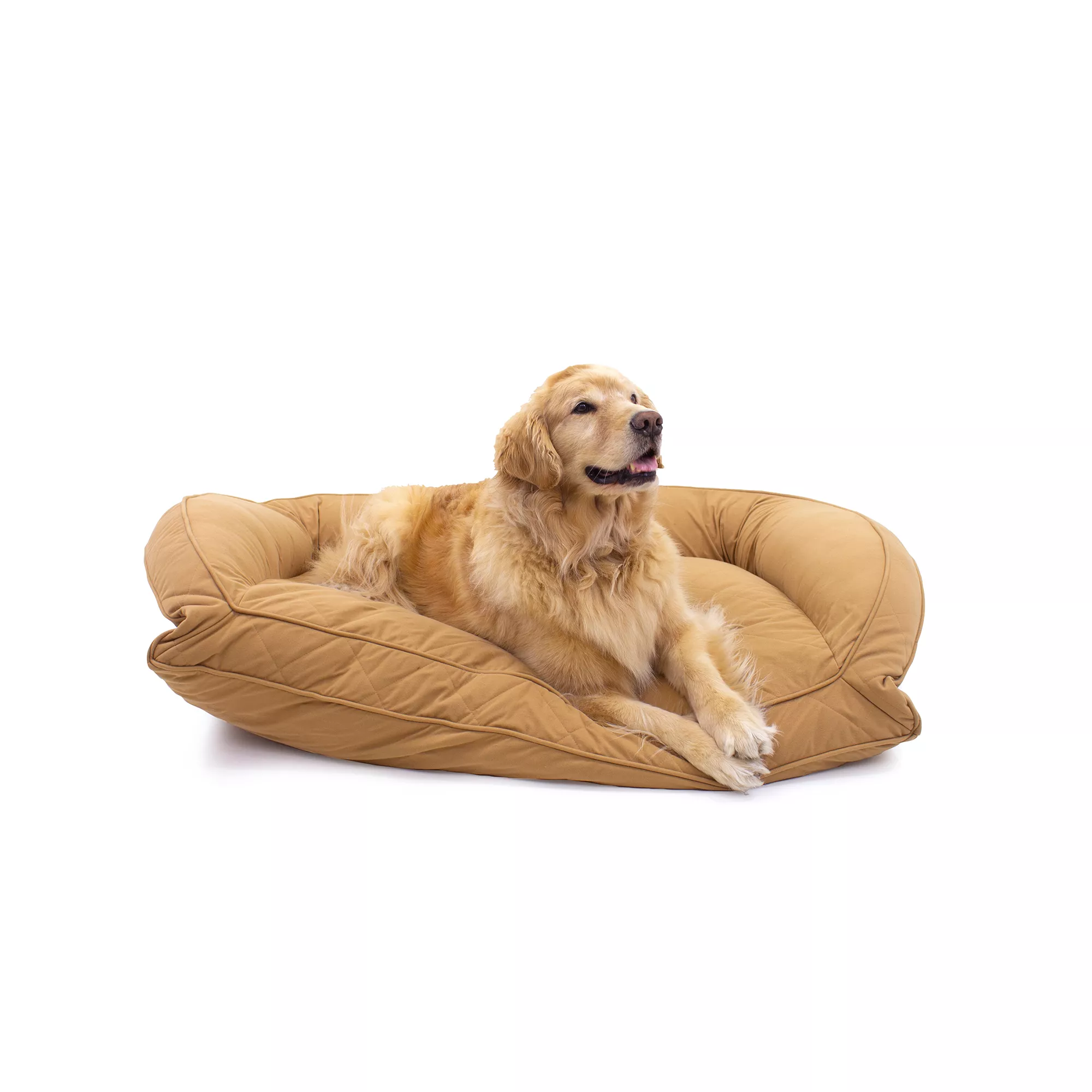 Carolina Pet Company Quilted Microfiber Bolster Dog Bed - Saddle