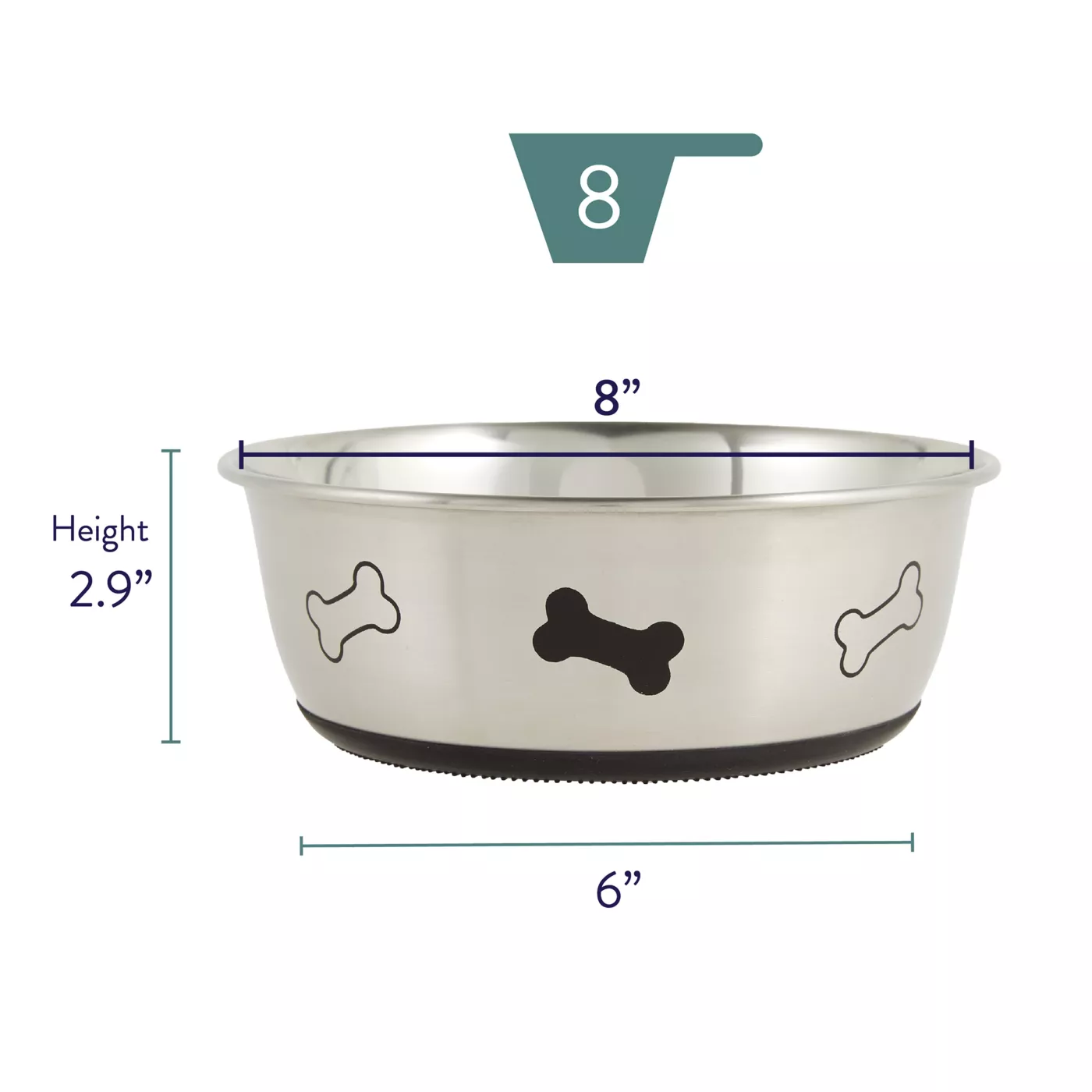 Top Paw Bone Print Stainless Steel Dog Bowl