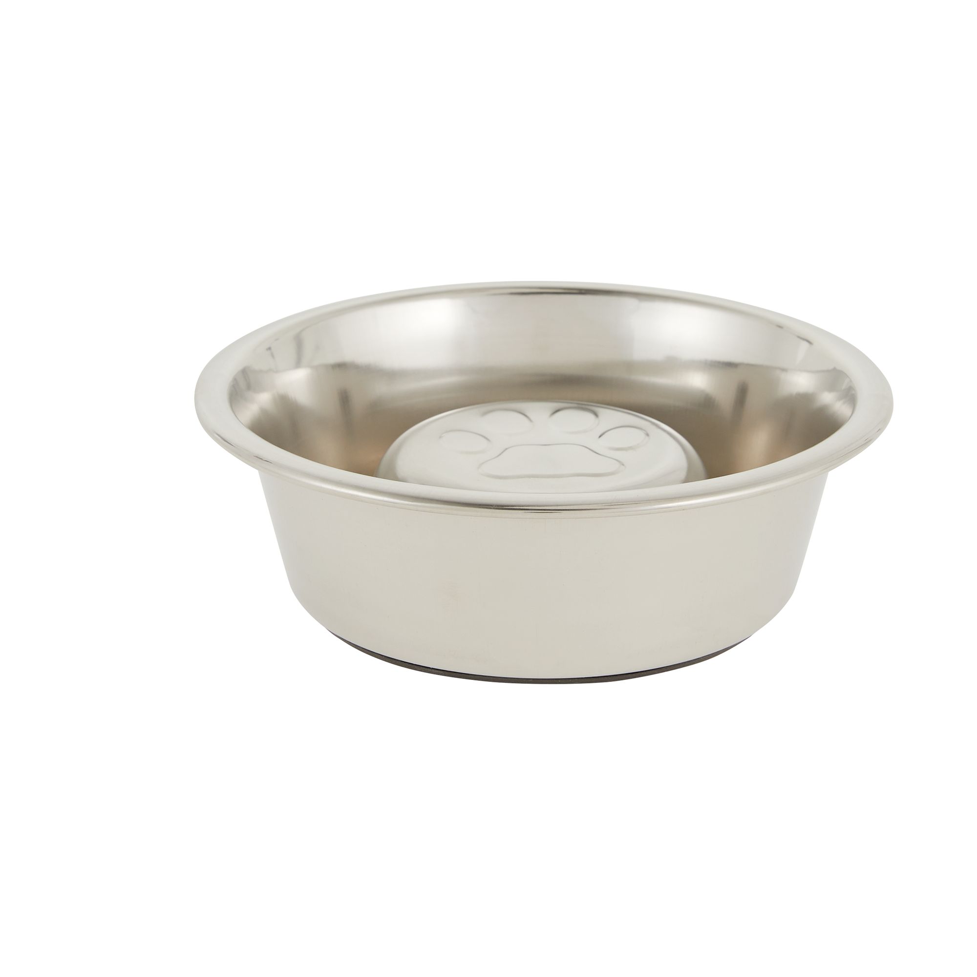 Top Paw Paw Print Stainless Steel Slow Feed Dog Bowl