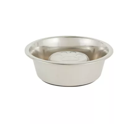 Product Top Paw® Paw Print Stainless Steel Slow Feed Dog Bowl, 2-cup