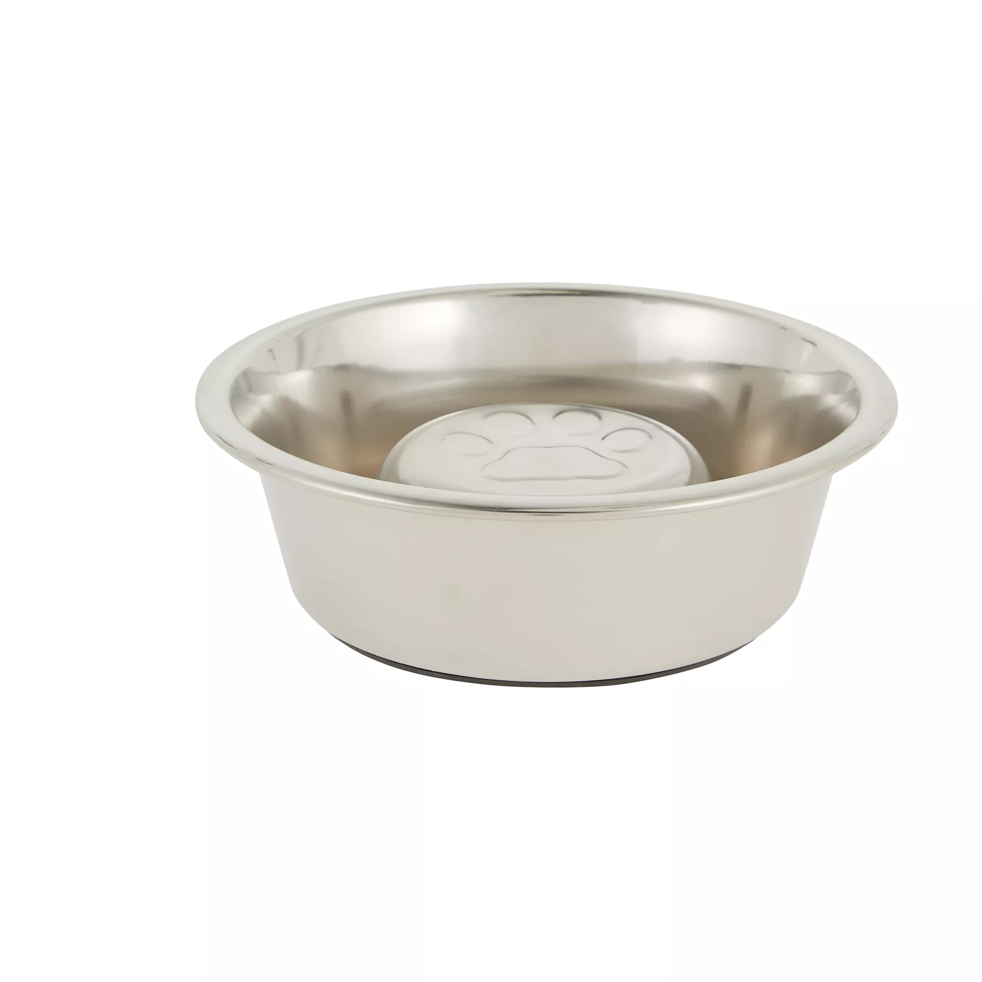 Top Paw® Paw Print Stainless Steel Slow Feed Dog Bowl, 2-cup