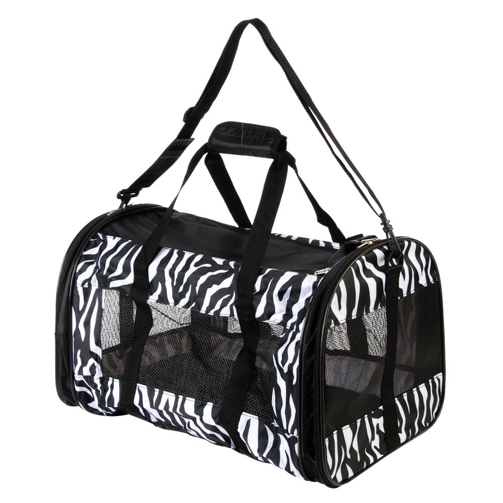 Whisker City® Zebra Print Soft Sided Cat & Dog Carrier, 19in cat