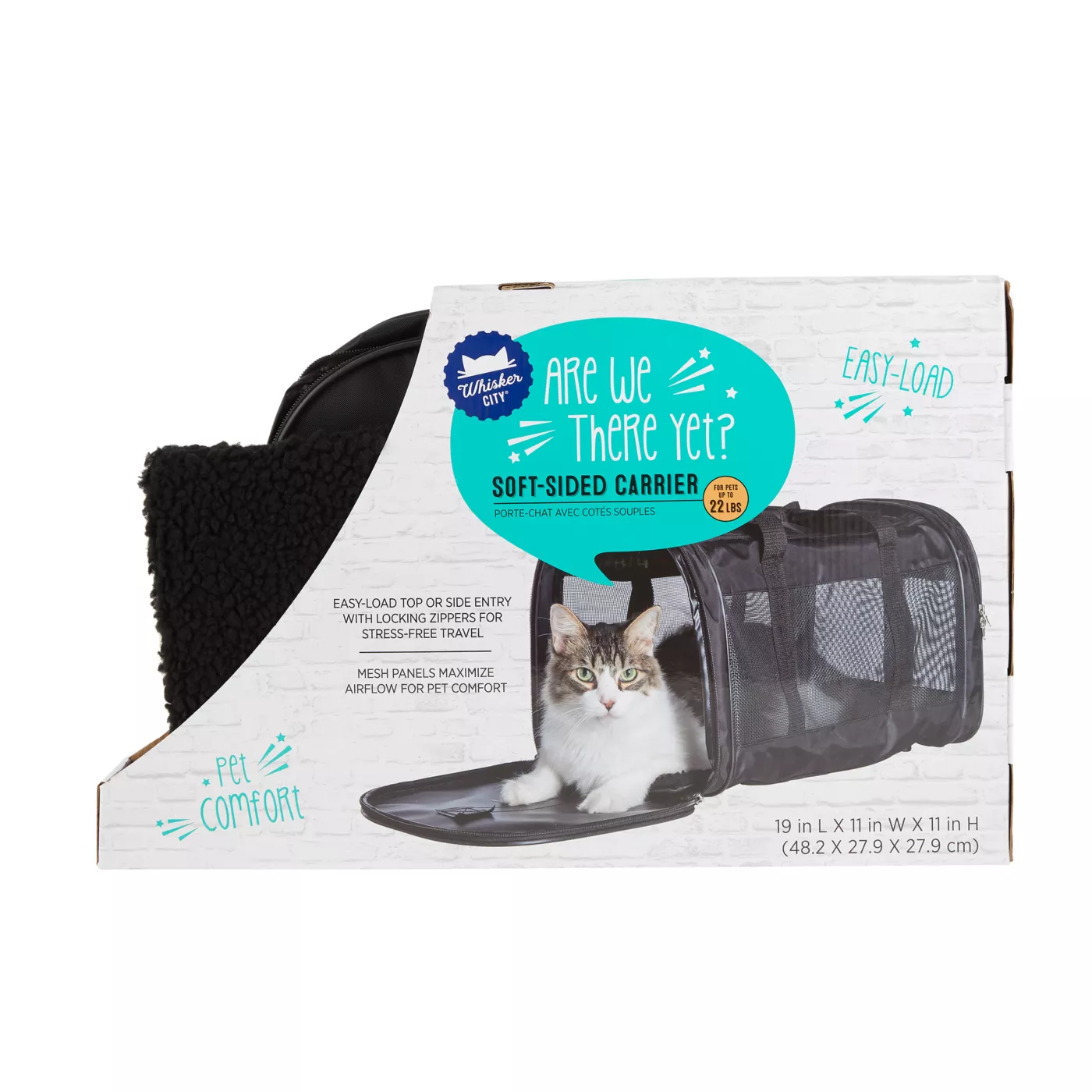 Whisker City Black Mesh Soft Sided Cat Dog Carrier 19 in