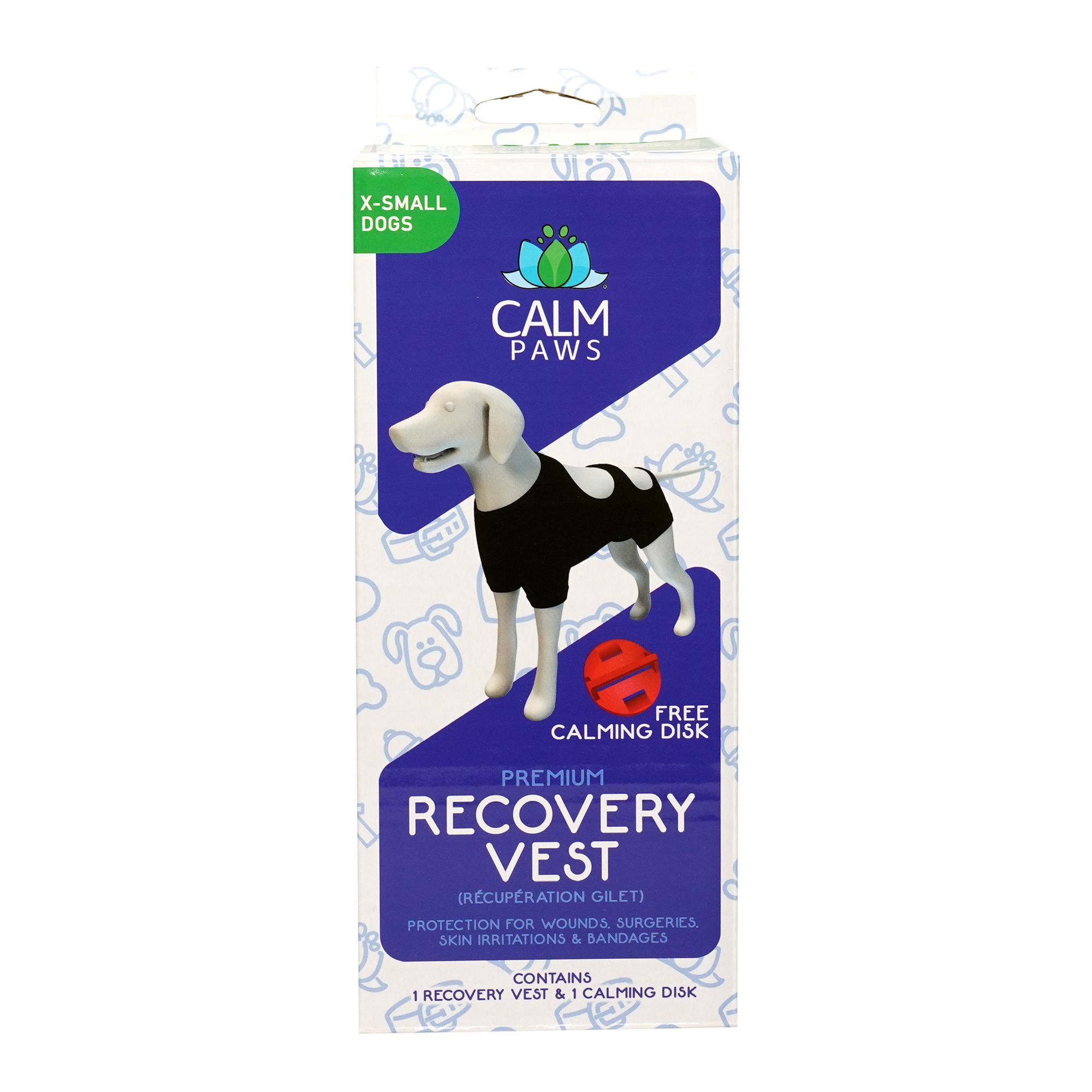 Calm Paws Premium Recovery Vest and Calming Disk for Dogs