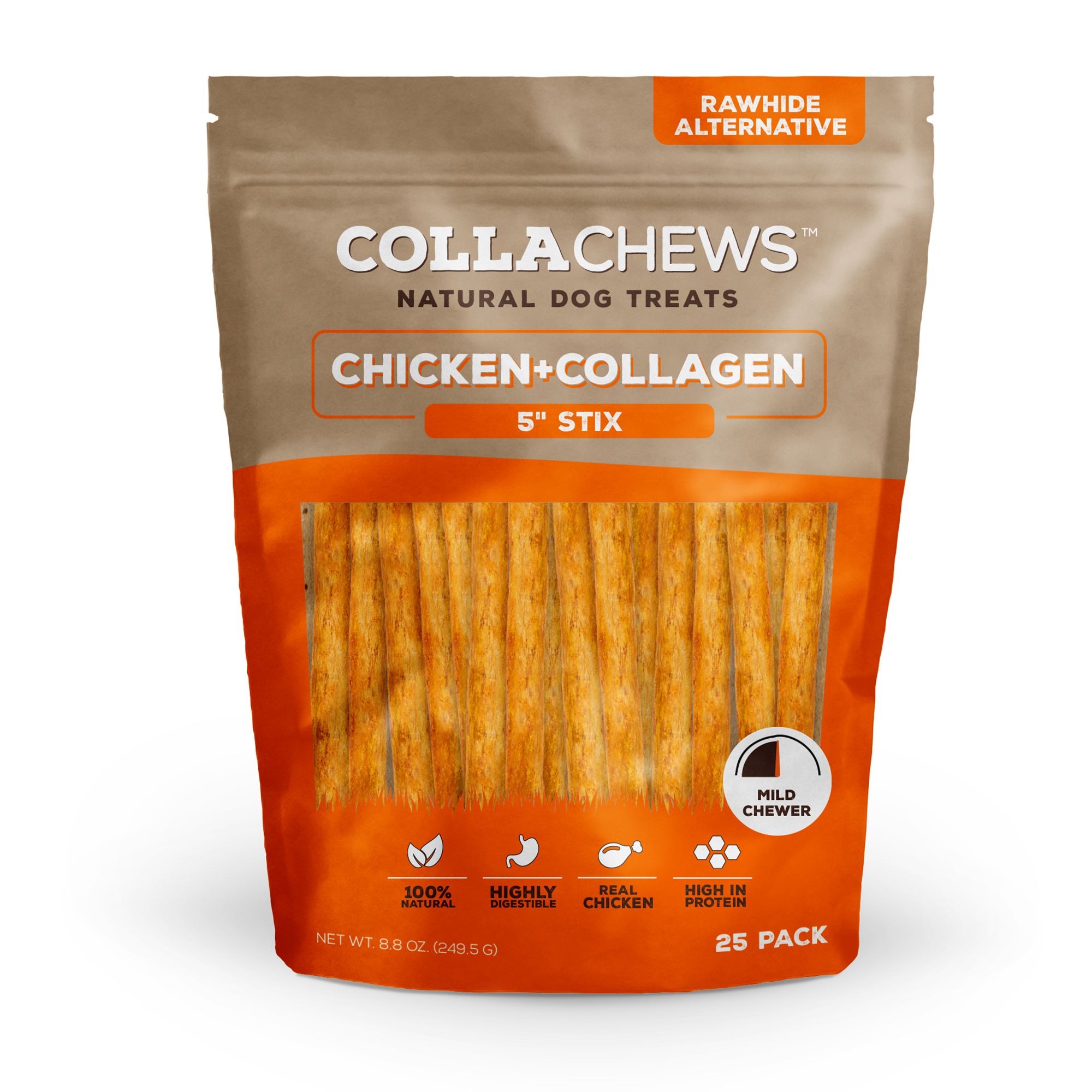 Collachews™ Beef + Collagen Rawhide Free 5" Stix Dog Treat - Chicken