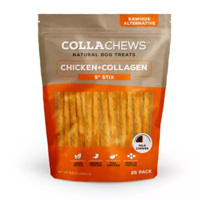 Product Collachews™ Beef + Collagen Rawhide Free 5" Stix Dog Treat - Chicken, 25 Count