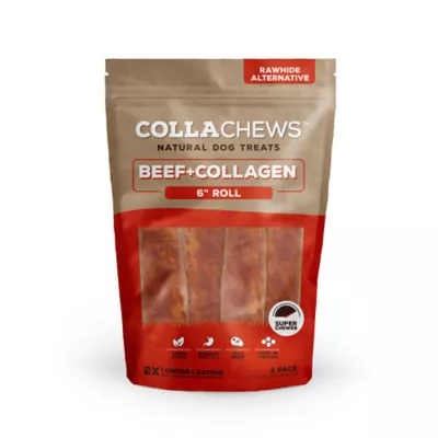 Product Collachews™ Beef + Collagen Rawhide Free 6" Roll Dog Treat - Beef, 4 Count