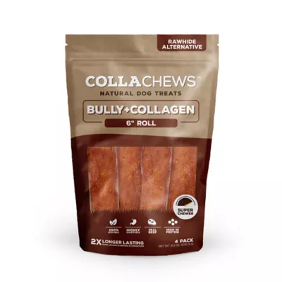 Product Collachews™ Beef + Collagen Rawhide Free 6" Roll Dog Treat - Bully, 4 Count