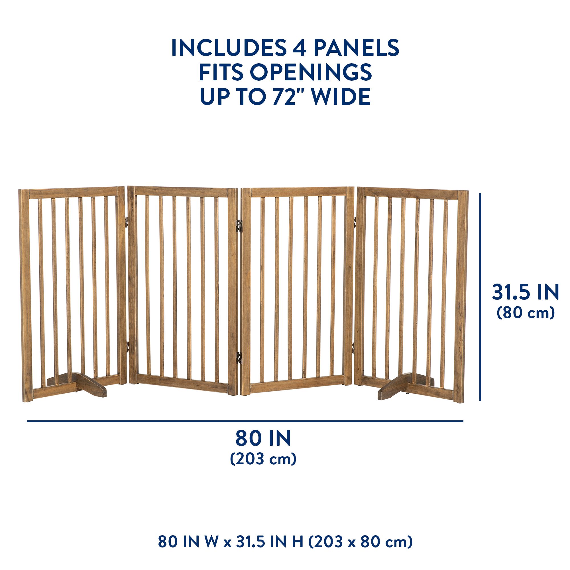 Top Paw 4-Panel Foldable Pet Gate - Wood Freestanding Dog Gate - thumbnail 3