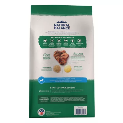 Natural Balance L.I.D. Limited Ingredient Diets Dry Dog Food 4 Pounds Lamb Brown Rice Puppy Formula