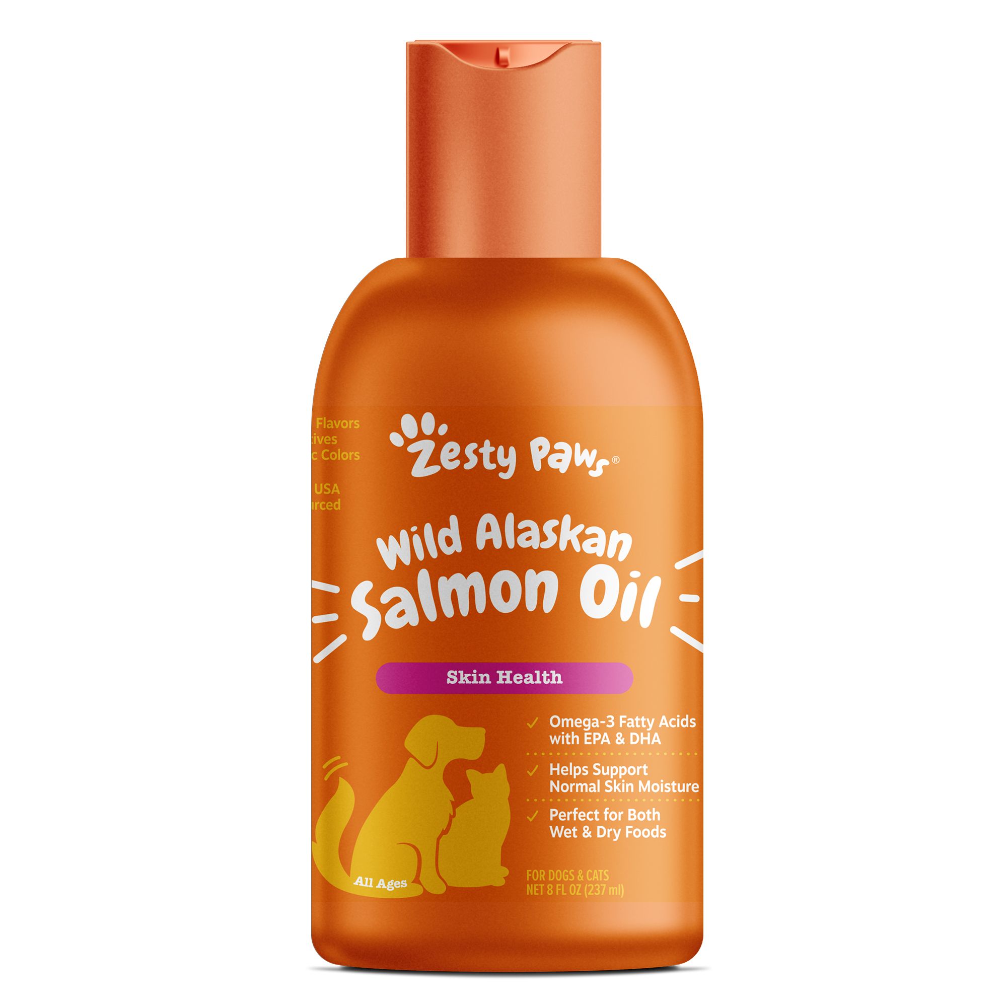 Zesty Paws Wild Caught Alaskan Salmon Oil for Dogs Cats 8 oz