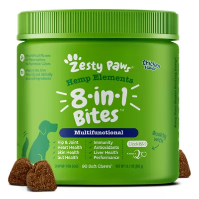 Product Zesty Paws Hemp Elements 8-in-1 Multivitamin Bites for Dogs - Chicken Flavor - 90 Ct