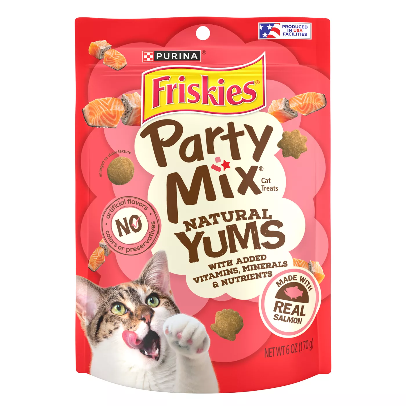Purina Friskies Party Mix Natural Yums Adult Cat Treats Salmon Natural No Artificial Colors