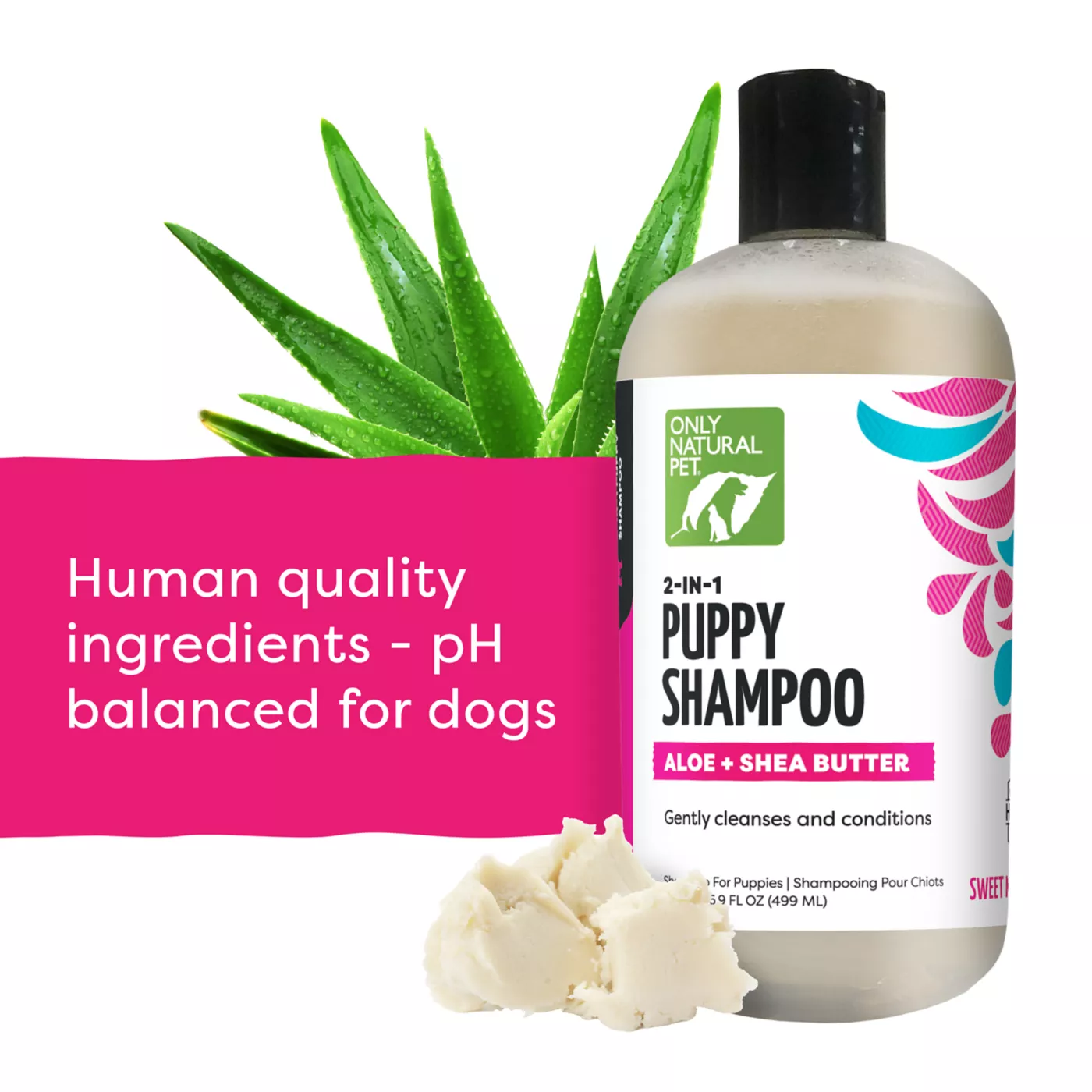 Only Natural Pet 2 in 1 Puppy Shampoo Cleanse Condition Aloe Shea Butter 16.9 Fl Oz