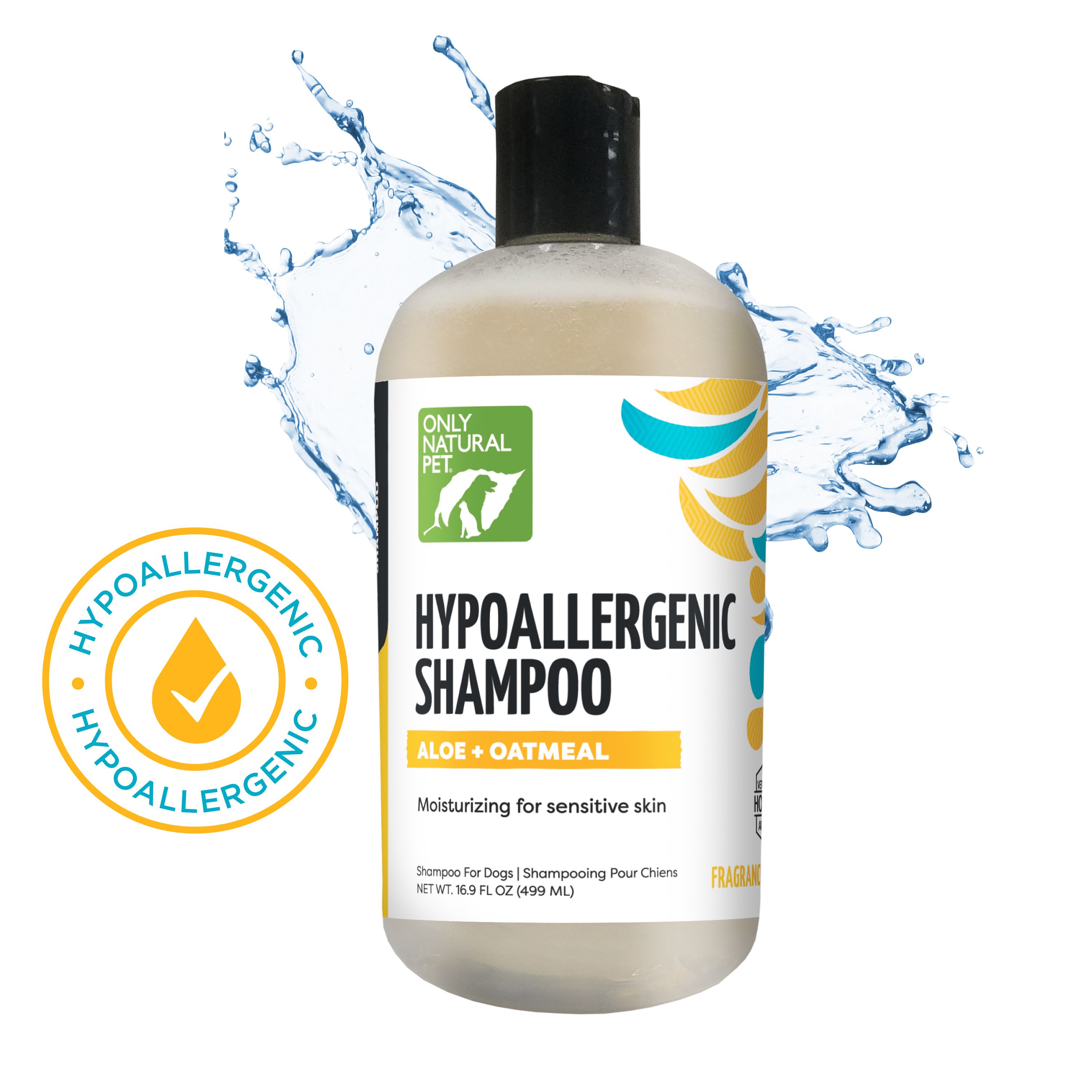 Only Natural Pet Hypoallergenic Shampoo for Dogs Sensitive Skin Aloe Oatmeal 16.9 Fl Oz