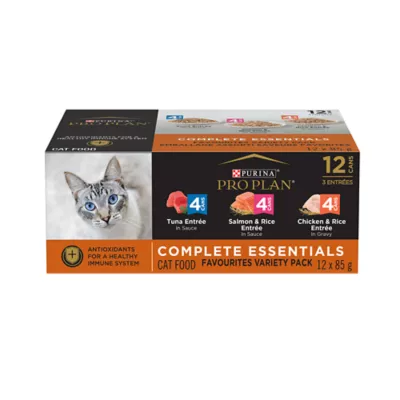 Product Purina Pro Plan Complete Essentials Favourites Tuna, Salmon, Chicken, Wet Cat Food 12 count