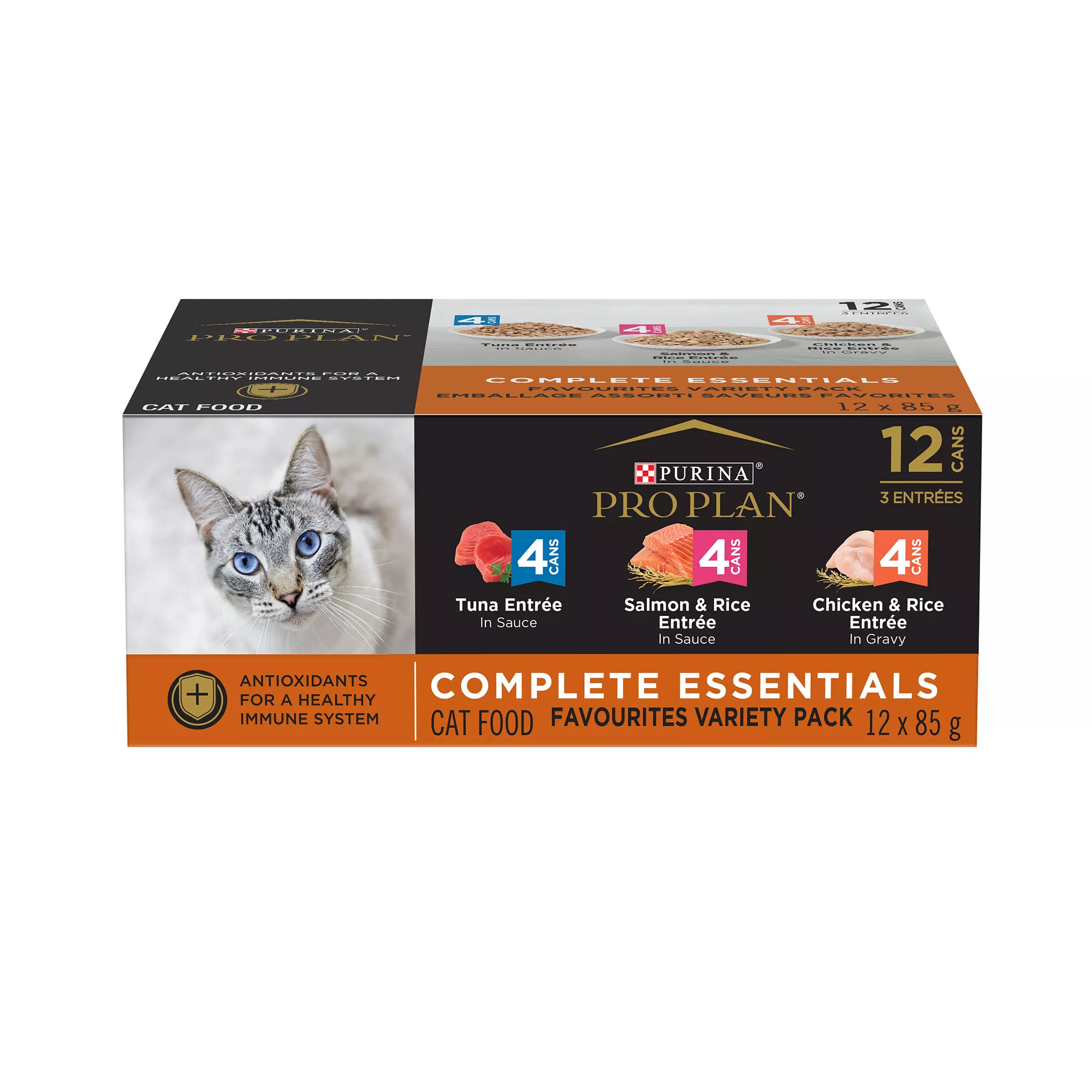 Purina Pro Plan Complete Essentials Favourites Tuna, Salmon, Chicken, Wet Cat Food 12 count