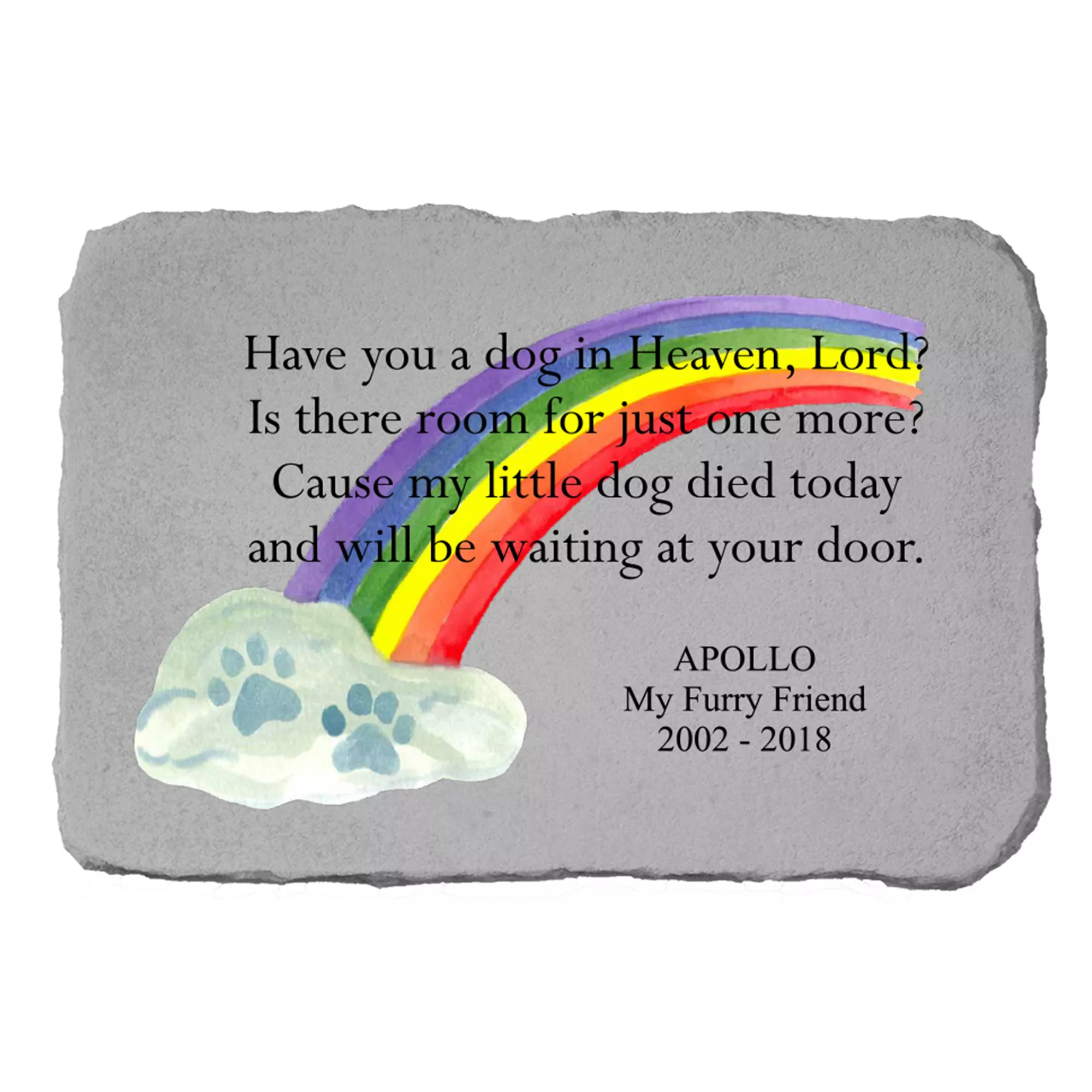 Kay Berry Have You A Dog In Heaven With Rainbow Personailzed Memorial Stone