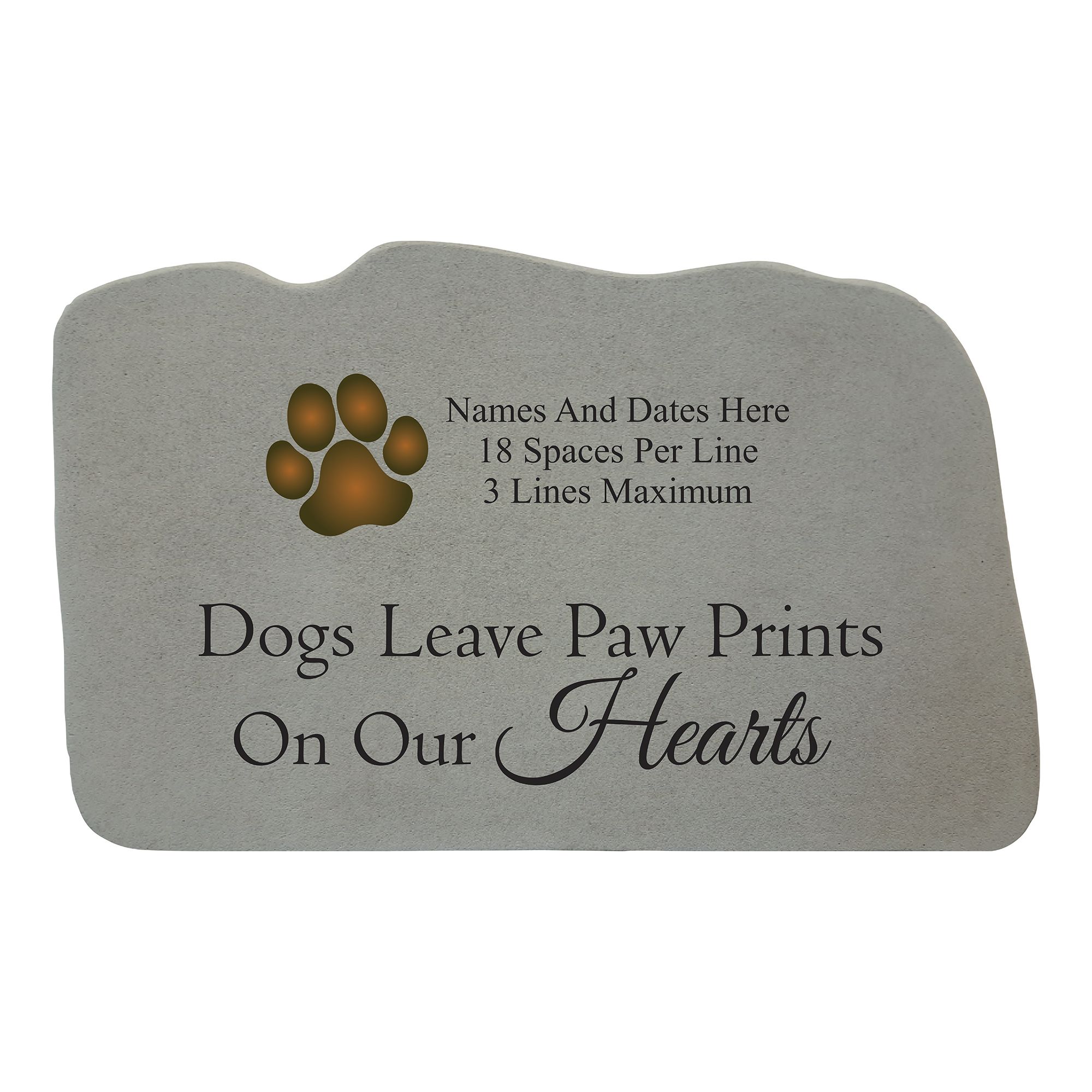 name and dates Personalized with paw prints