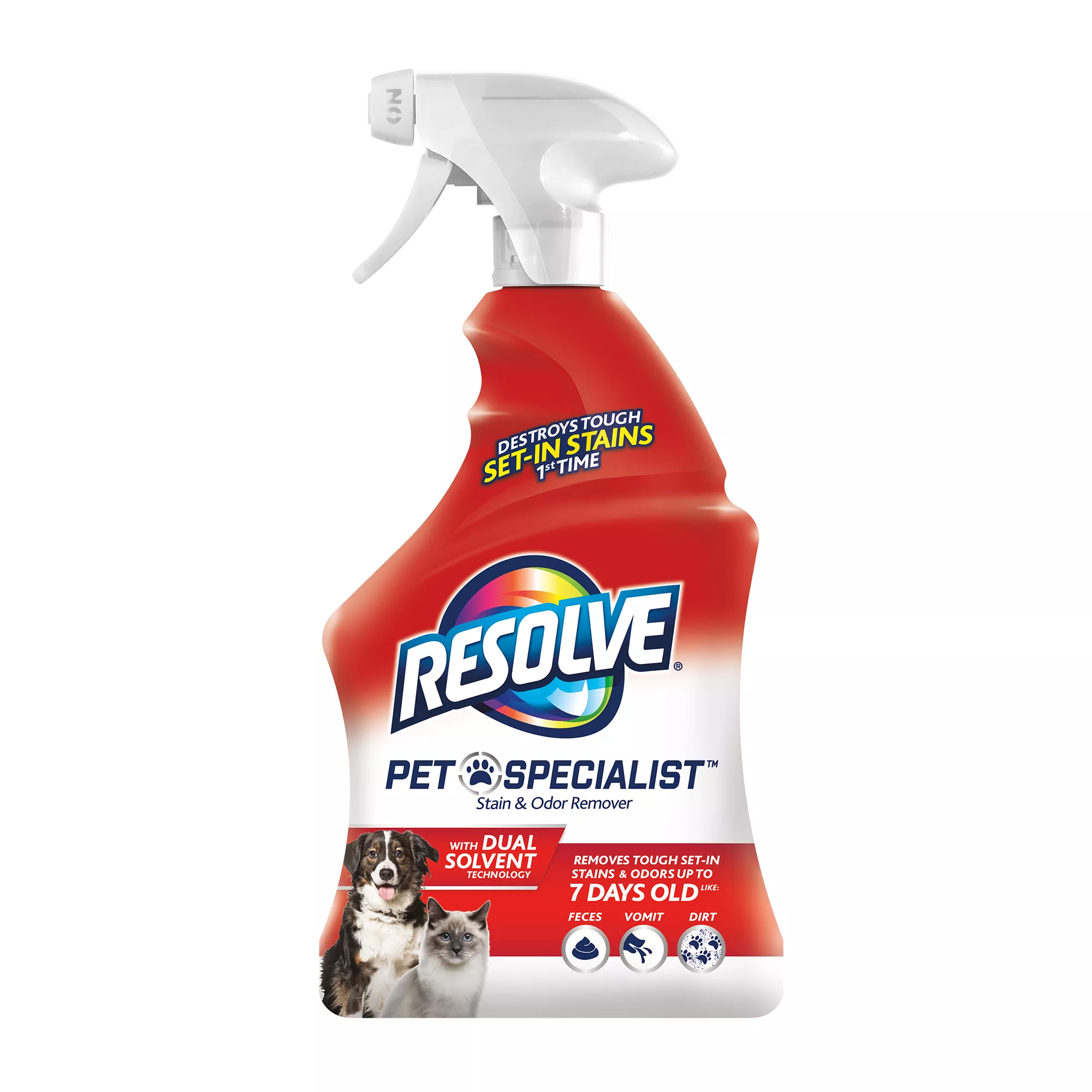 Resolve Pet Specialist Spray Stain & Odor Remover for Dogs and Cats - Dual Solvent - 32 Fl Oz