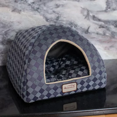 Product Armarkat Purple & Grey Checkered Covered Cat Bed