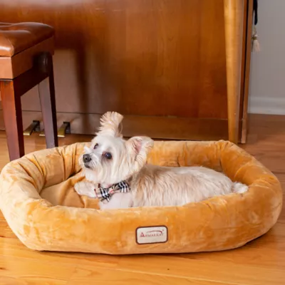 Product Armarkat Earth Brown Luxe Velvet Cuddler Dog Bed