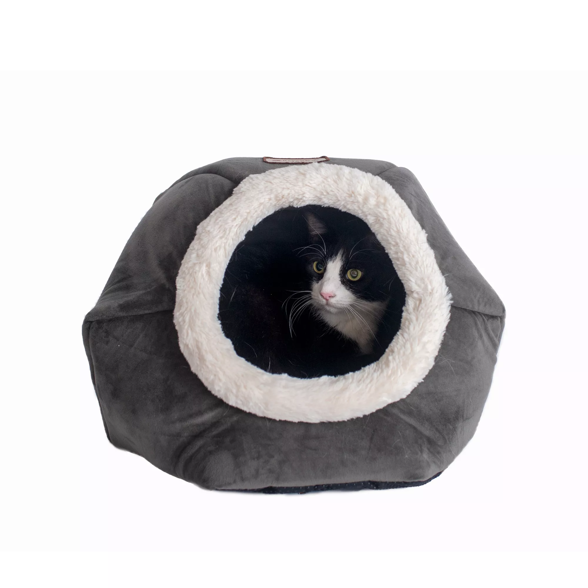 Armarkat Grey Cave Shape Covered Cat Bed