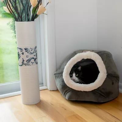 Product Armarkat Grey Cave Shape Covered Cat Bed