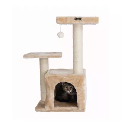 Product Armarkat 32-in Faux Fur Real Wood Cat Tree & Condo Kitty Pet Play House, Beige