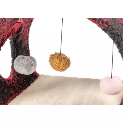 Product Armarkat Red & Black Scotch Plaid Tunnel Cat Toy, Real Wood