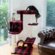 Product Armarkat 50-in Faux Fleece Real Wood Cat Tree & Condo, Red & Black Scotch Plaid