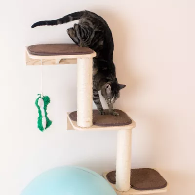 Product Armarkat Wall-Mounted Real Wood 3 Steps Cat Shelves & Perches Kitty Furniture, Natural