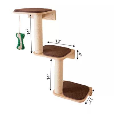 Product Armarkat Wall-Mounted Real Wood 3 Steps Cat Shelves & Perches Kitty Furniture, Natural