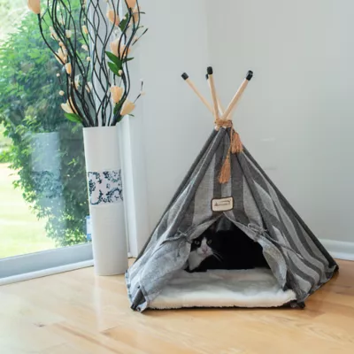 Product Armarkat Gray Stripe Teepee Tent Cat Bed